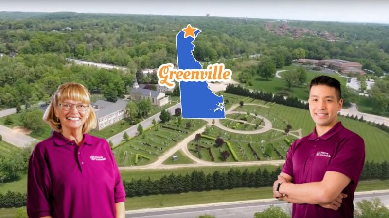 Home Instead caregivers with Greenville, Delaware in the background