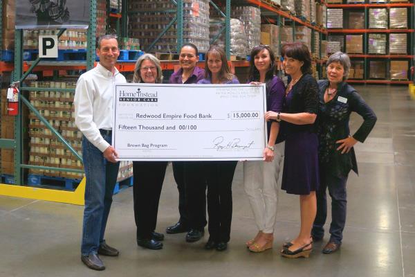 Home Instead Grants $15,000 to Redwood Empire Food Bank's Brown Bag Program