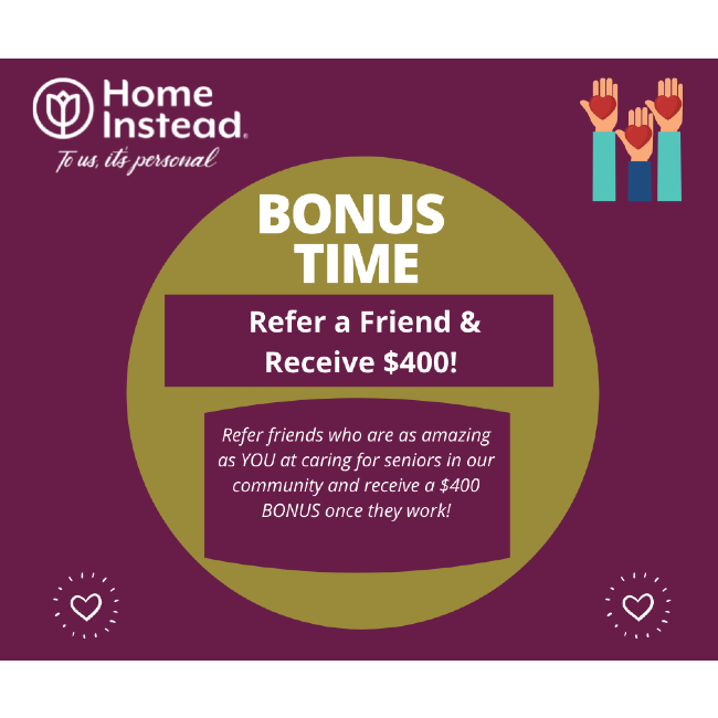 Four Hundred Dollar Refer a Friend to Work for Home Instead Bonus Graphic