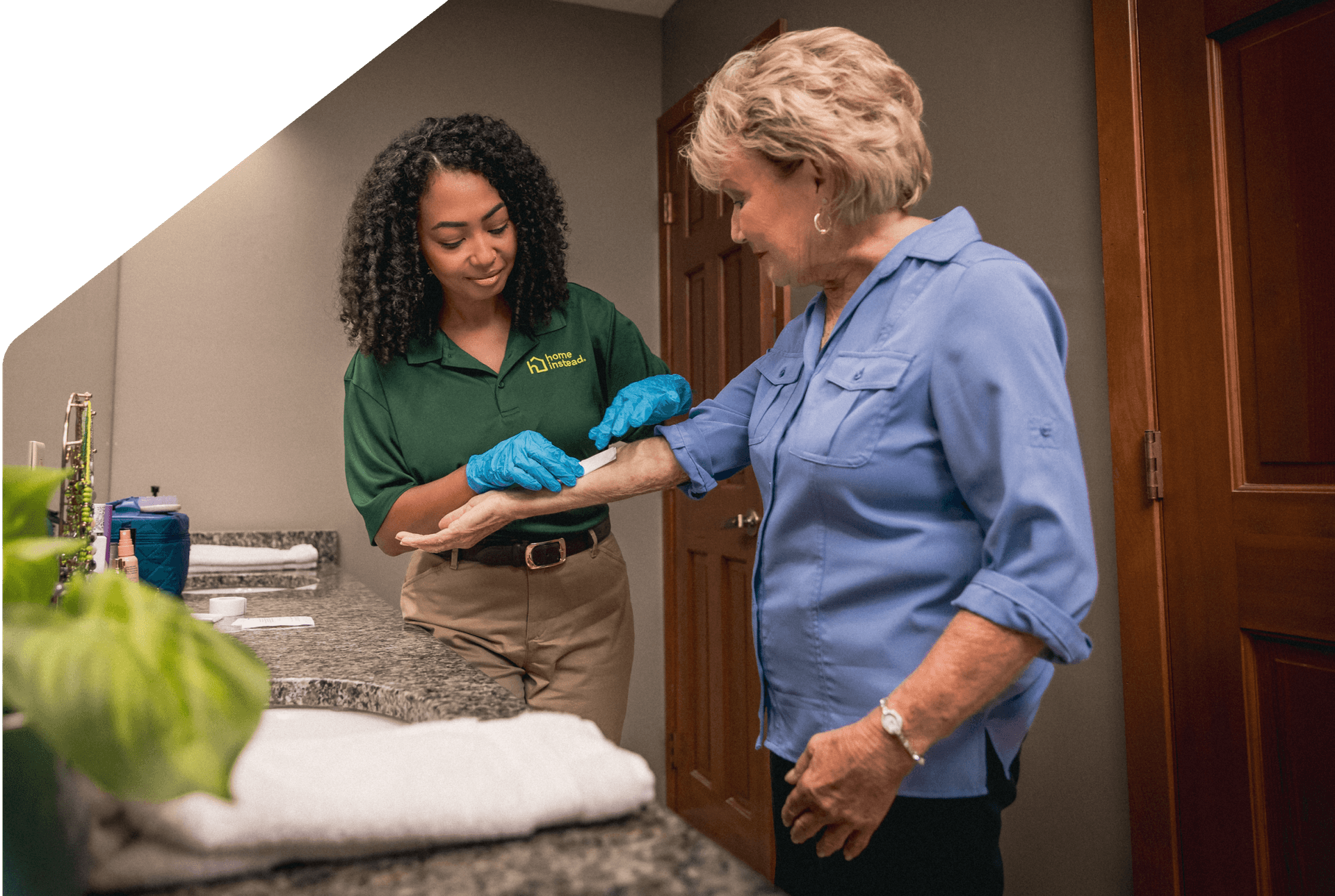 A Home Instead Care Pro with an adult.