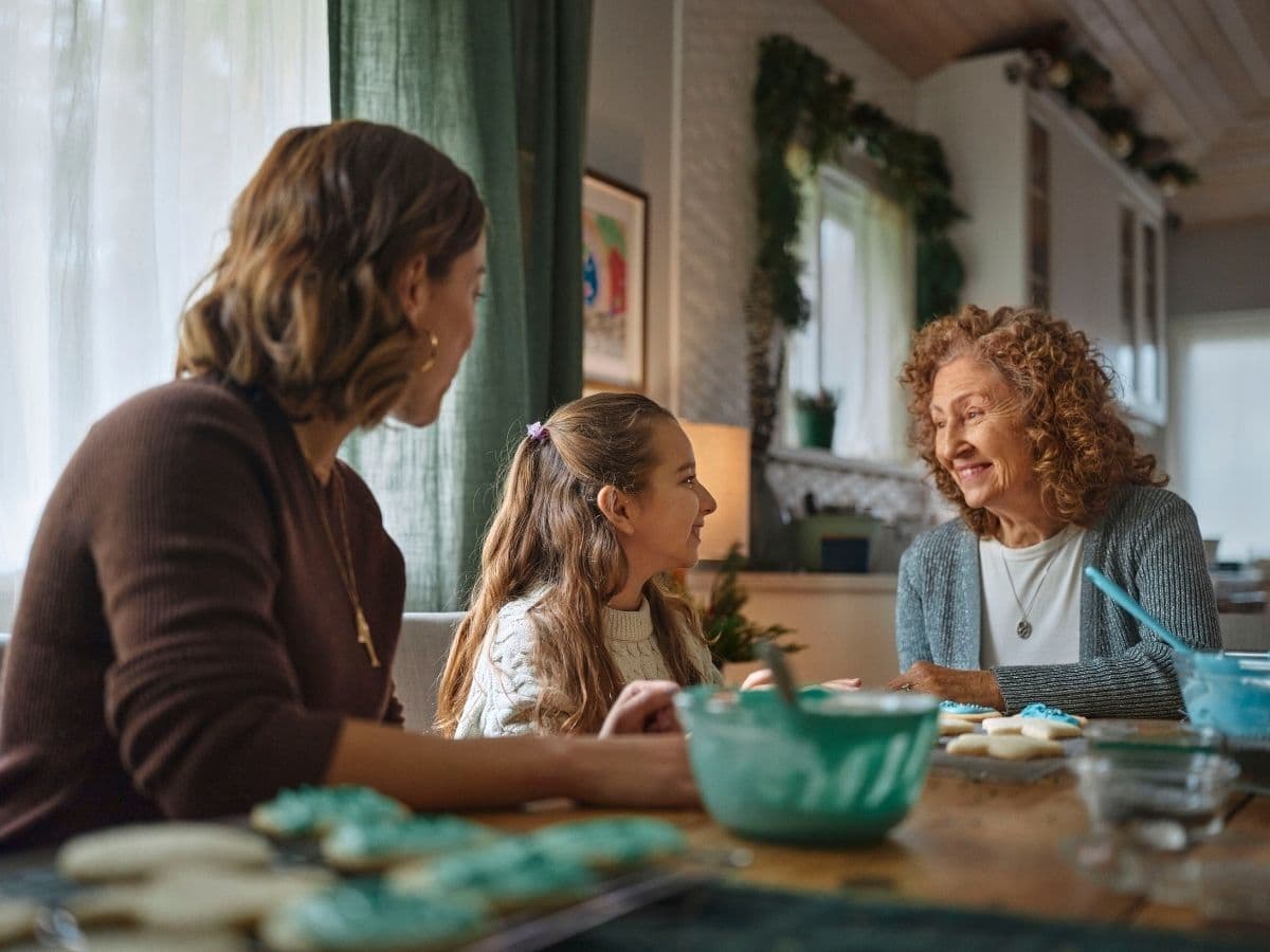 Grandparent with dementia sharing a joyful moment with grandchild – intergenerational connection and caregiving support.
