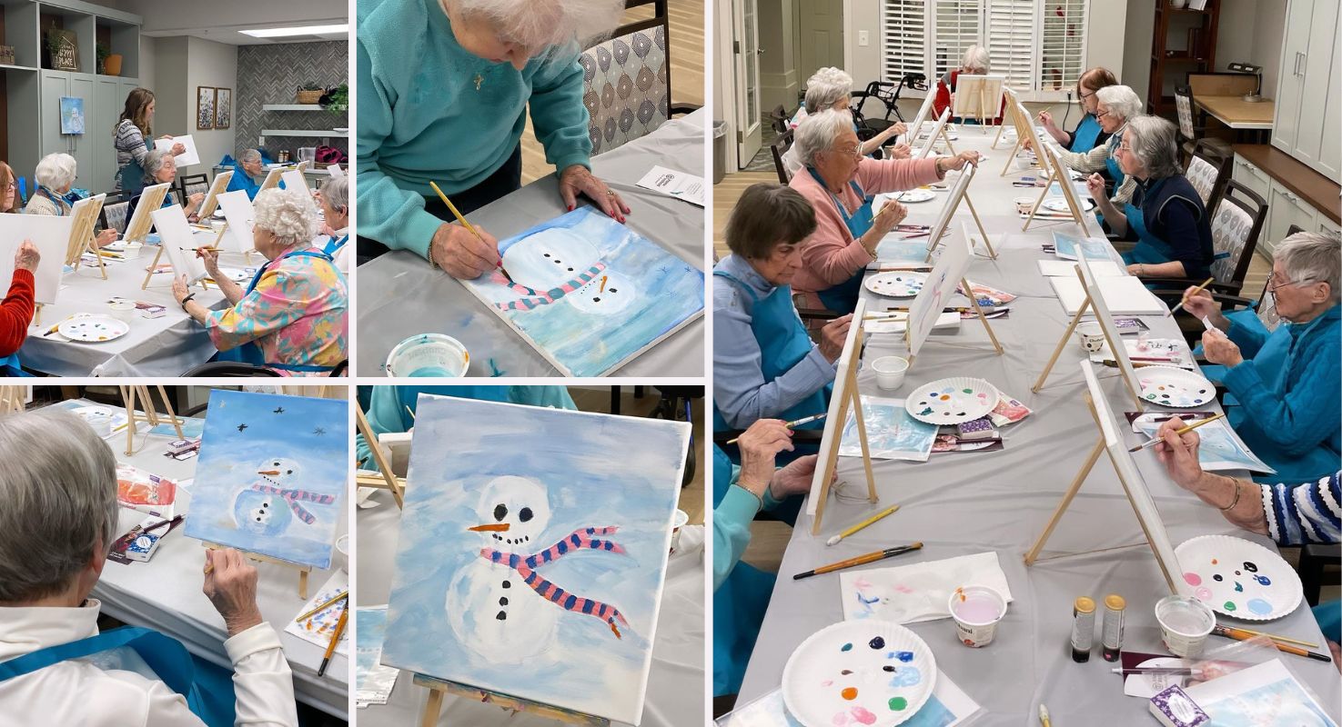 Home Instead Sponsors Painting Event at Pinebrook Retirement Community in Cincinnati collage