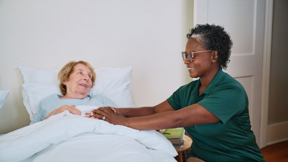 home instead caregiver with senior client