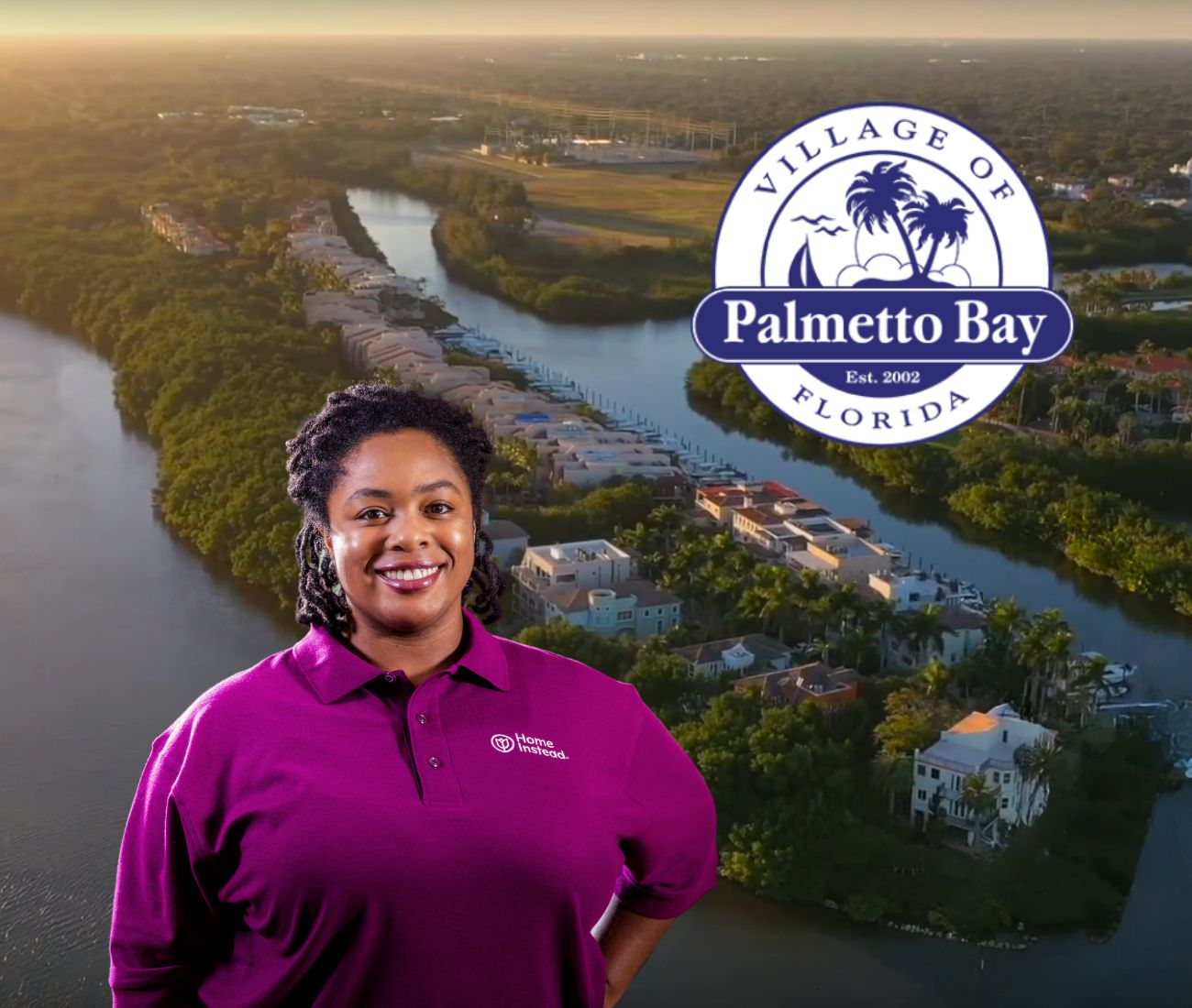 Home Instead caregiver with Palmetto Bay, Florida in the background