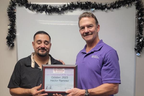Care Pro of the Quarter Hector R. and Franchise Owner Kelly H.
