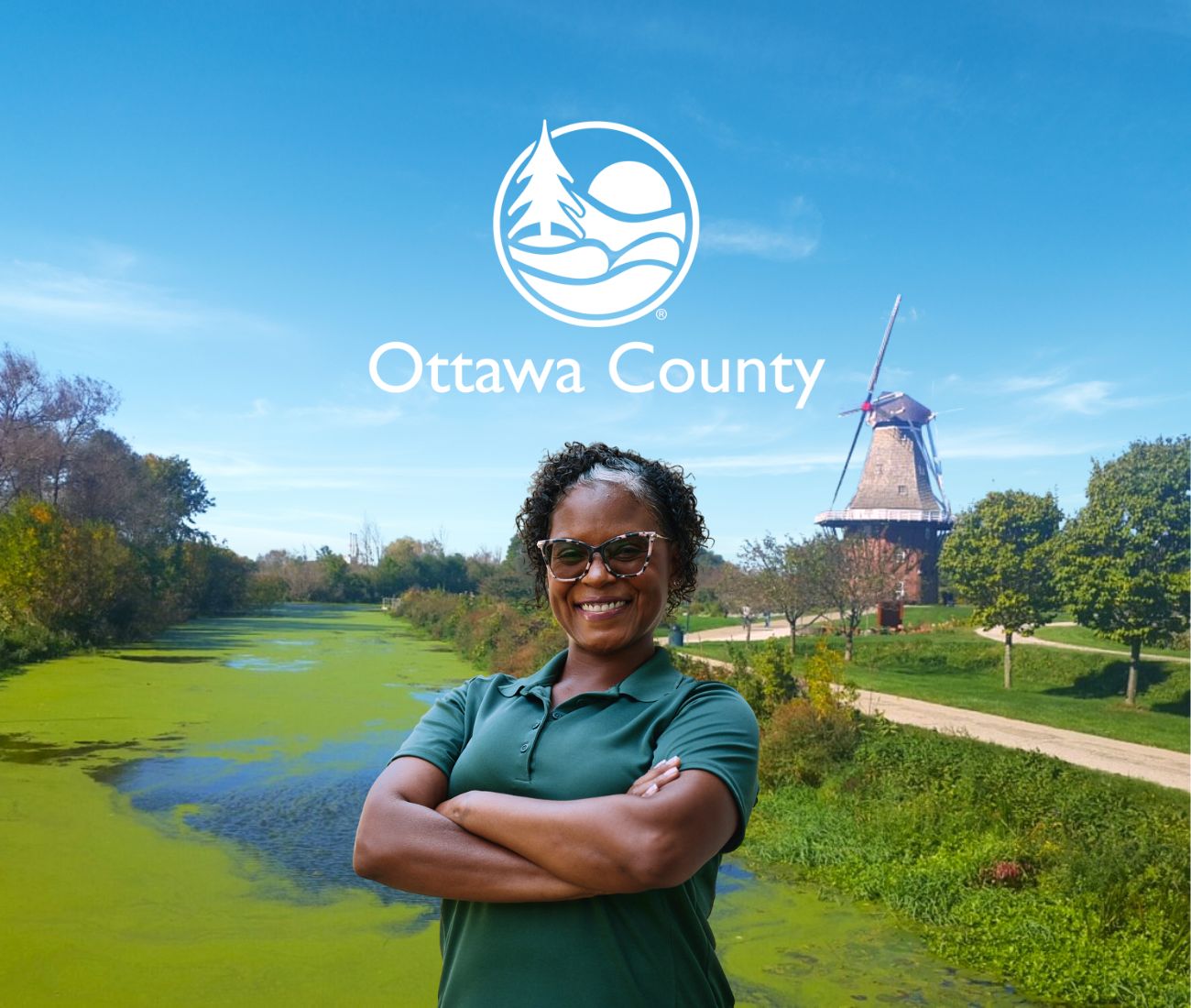 Home Instead caregiver with Ottawa County, MI in the background