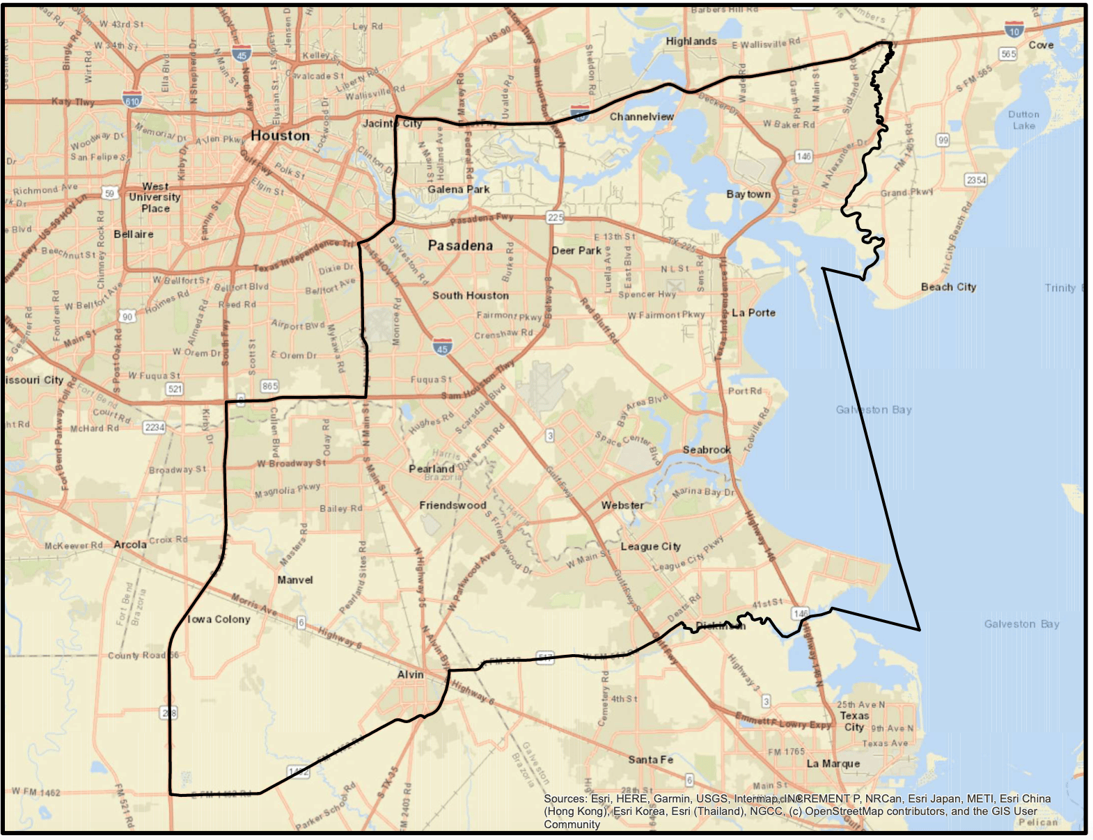 Home Instead Clear Lake and Southeast Houston Service Area Map 1 