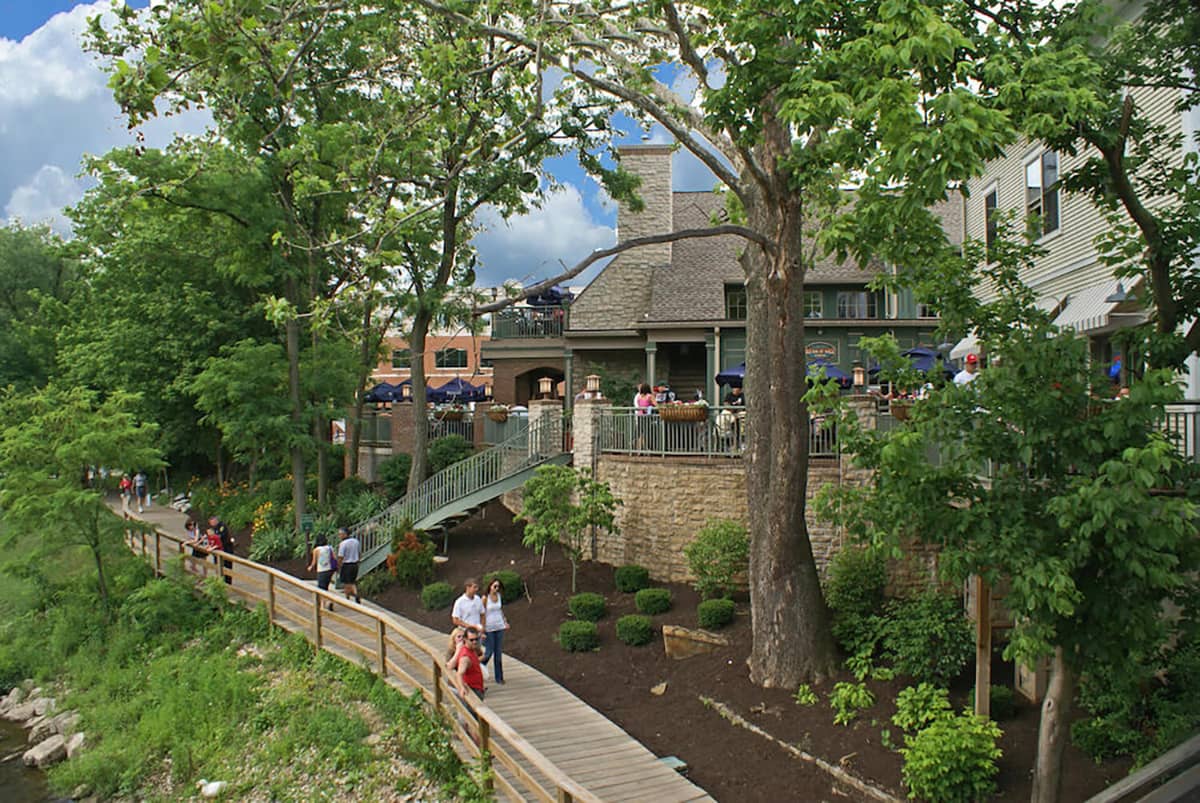 Photo of creekside walkway in Gahanna. A great place for our seniors and their CAREGivers to take an afternoon stroll
