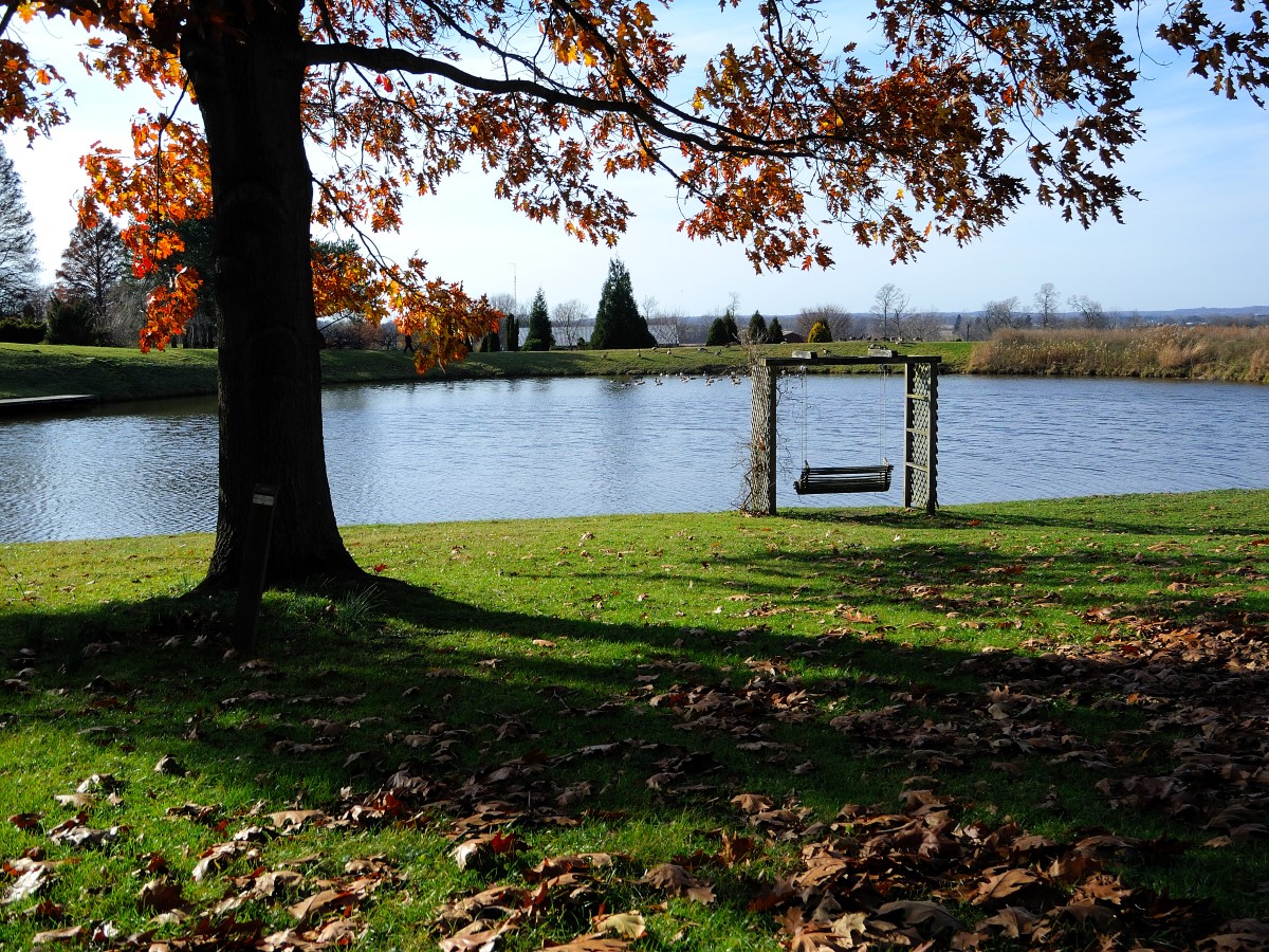 Park next to a lake in Hebron, OH