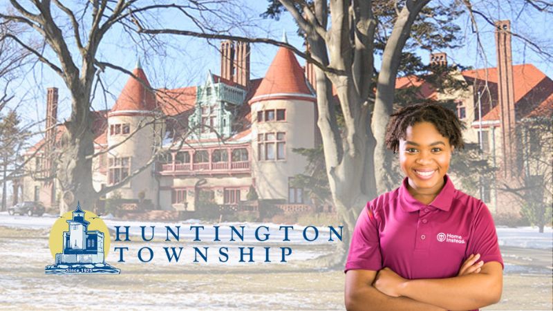 Home Instead caregiver with Huntington New York in the background