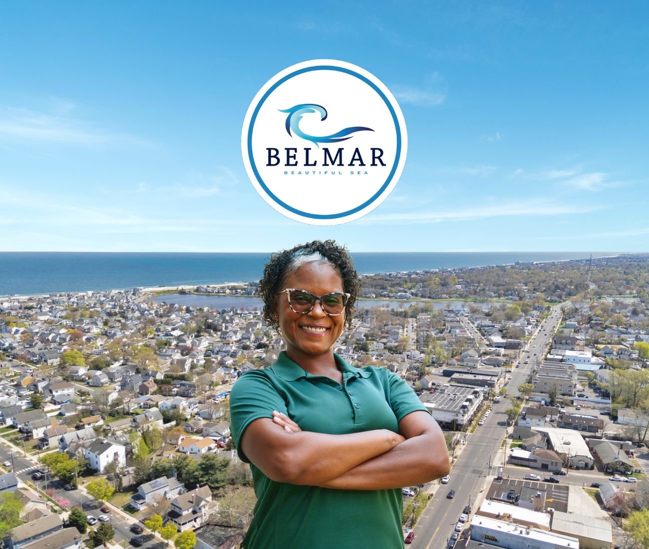 Home Instead caregiver with Belmar, New Jersey in the background