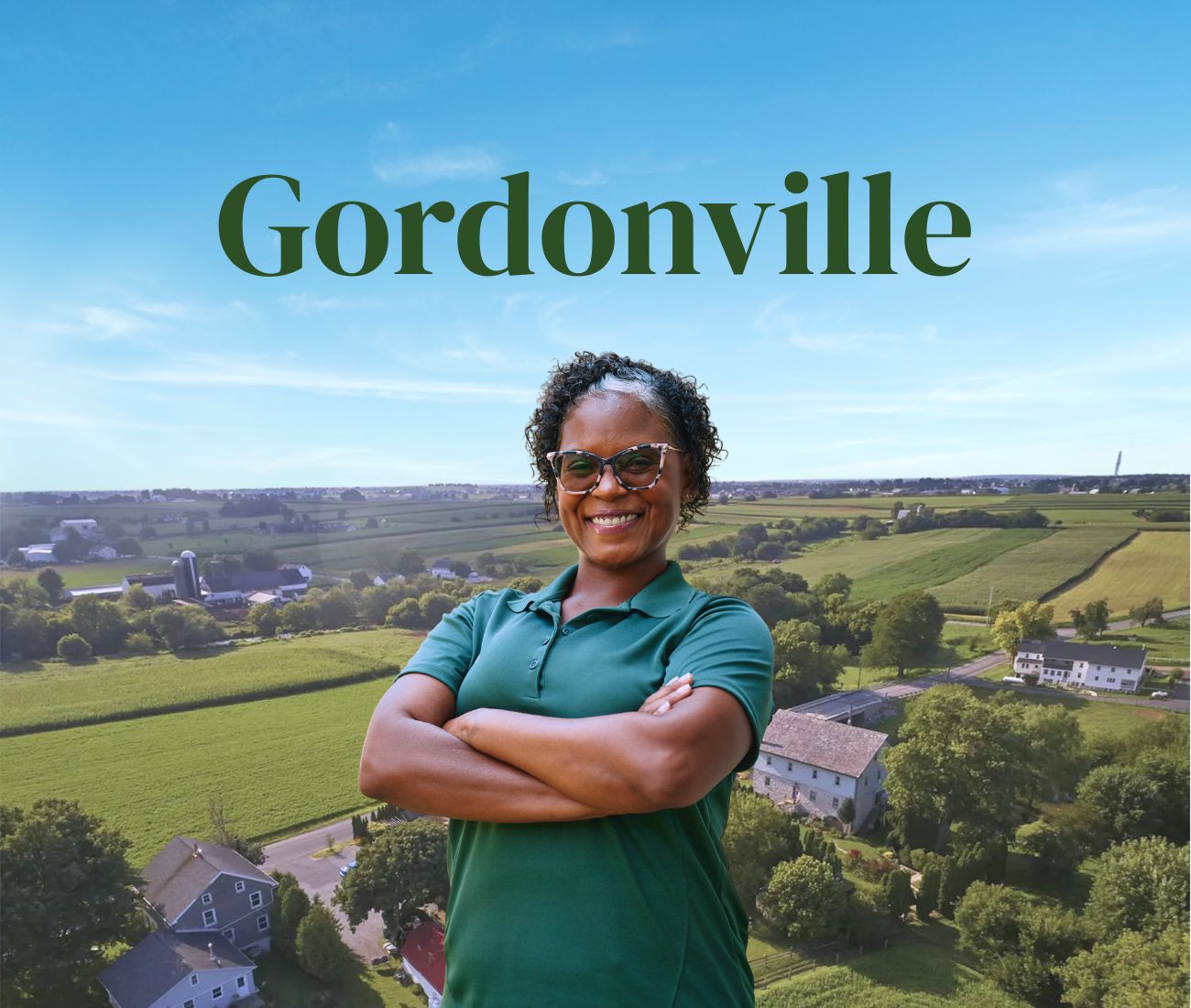 Home Instead caregiver with Gordonville Pennsylvania in the background