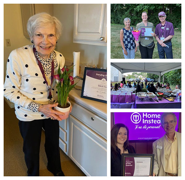 Collage of caregivers being awarded and recognized by Home Instead of Norwell, Massachusetts