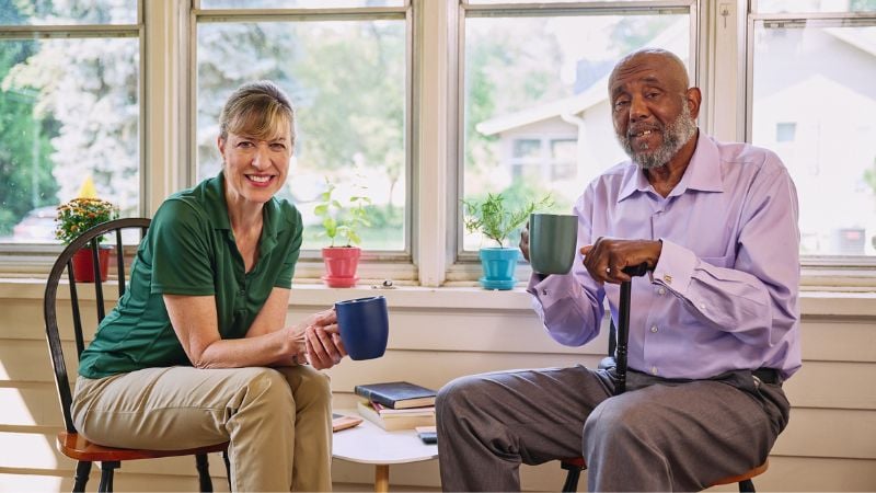 Home Instead caregiver with a senior client