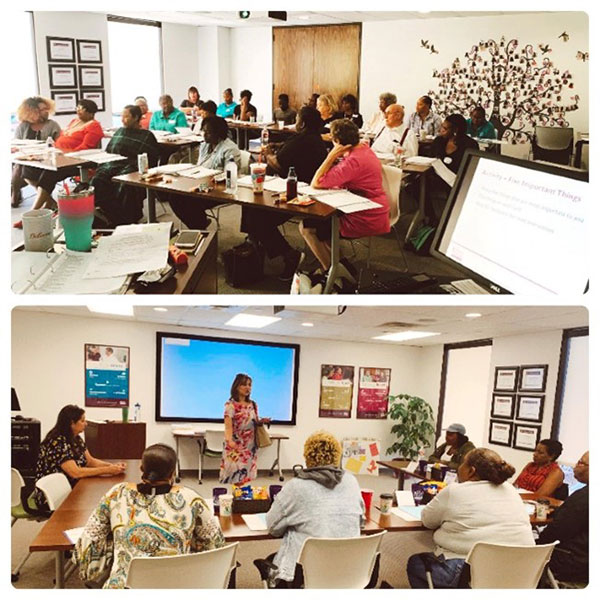 caregivers in a training class