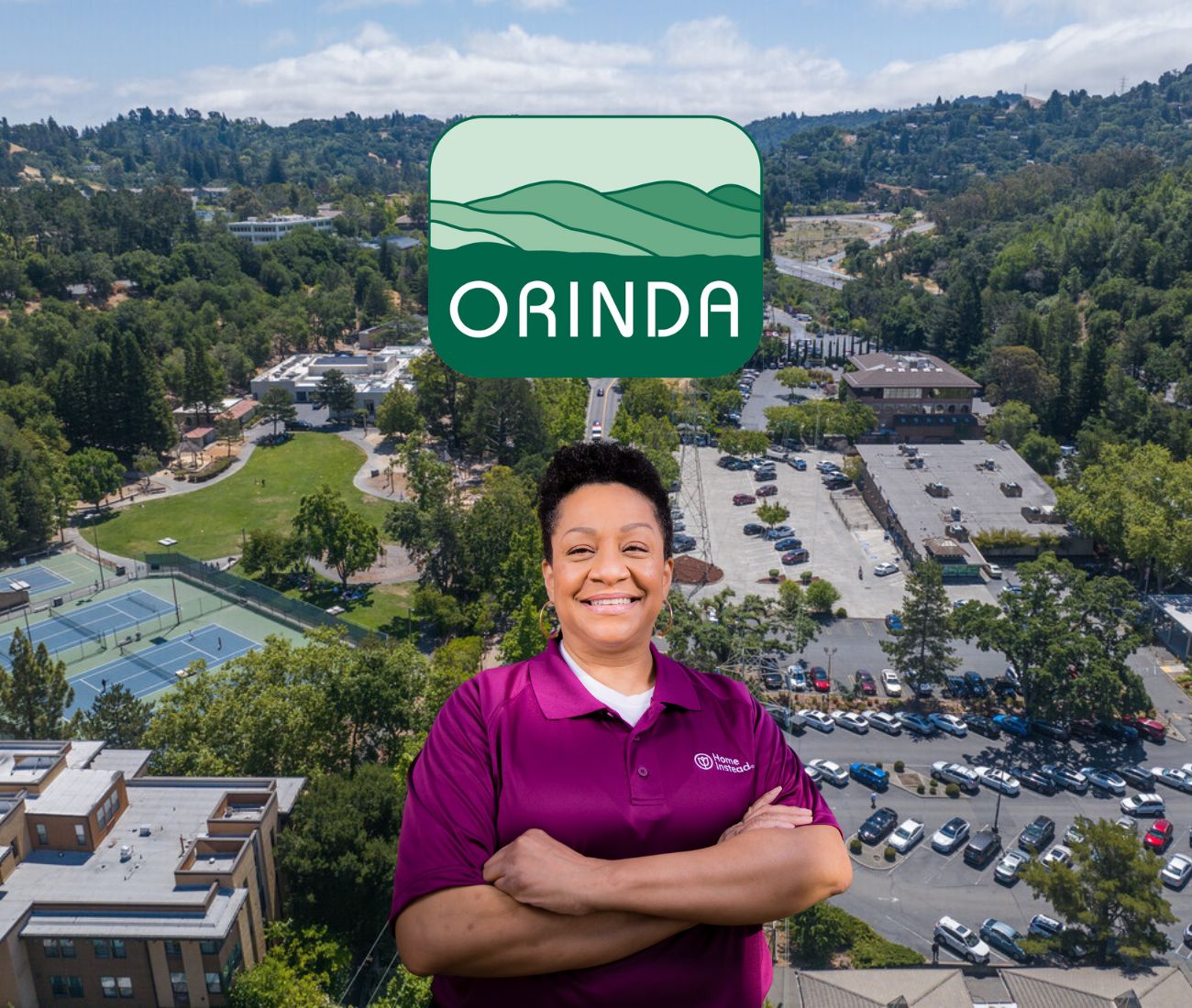 home instead caregiver with orinda california in the background