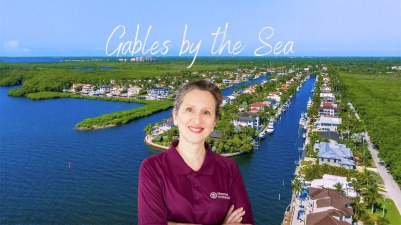 Home Instead caregivers with Gables by the Sea, FL in the background