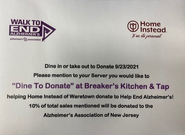 Dine to Donate Alzheimer's Fundraiser