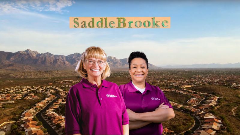 Home Instead caregivers with Saddlebrooke Arizona in the background