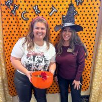 two ladies at the trick or treat event