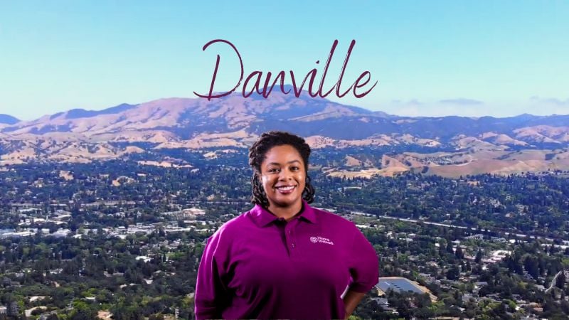 home instead caregiver with Danville CA in the background