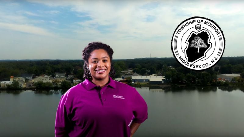 Home Instead caregiver with Monroe Township, New Jersey in the background