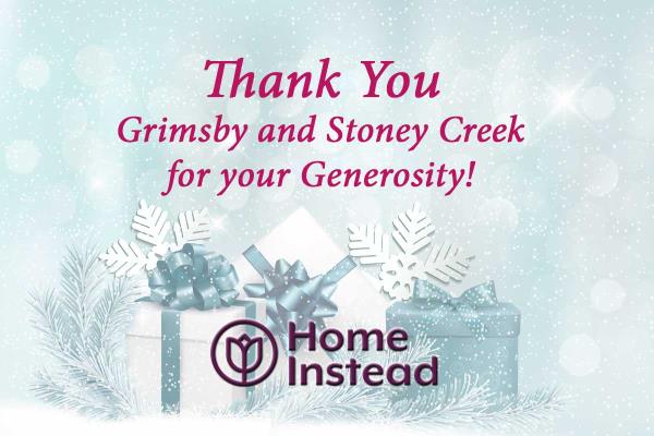 Thank You Grimsby and Stoney Creek for the  generosity with your seniors!