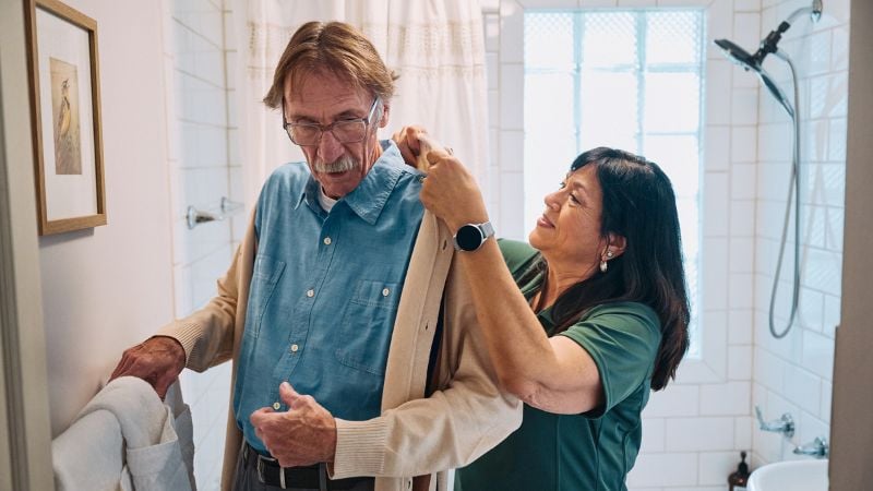 Home Instead caregiver with senior client