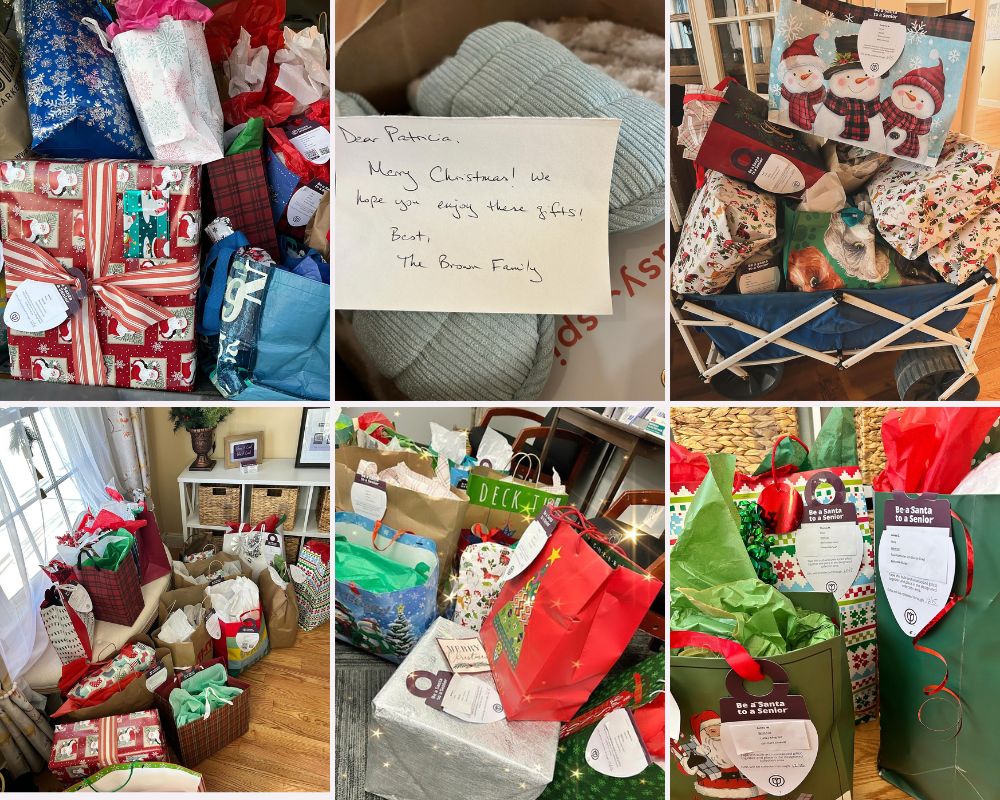 Home Instead Shares Gifts with South Shore Elder Services in Norwell, MA collage