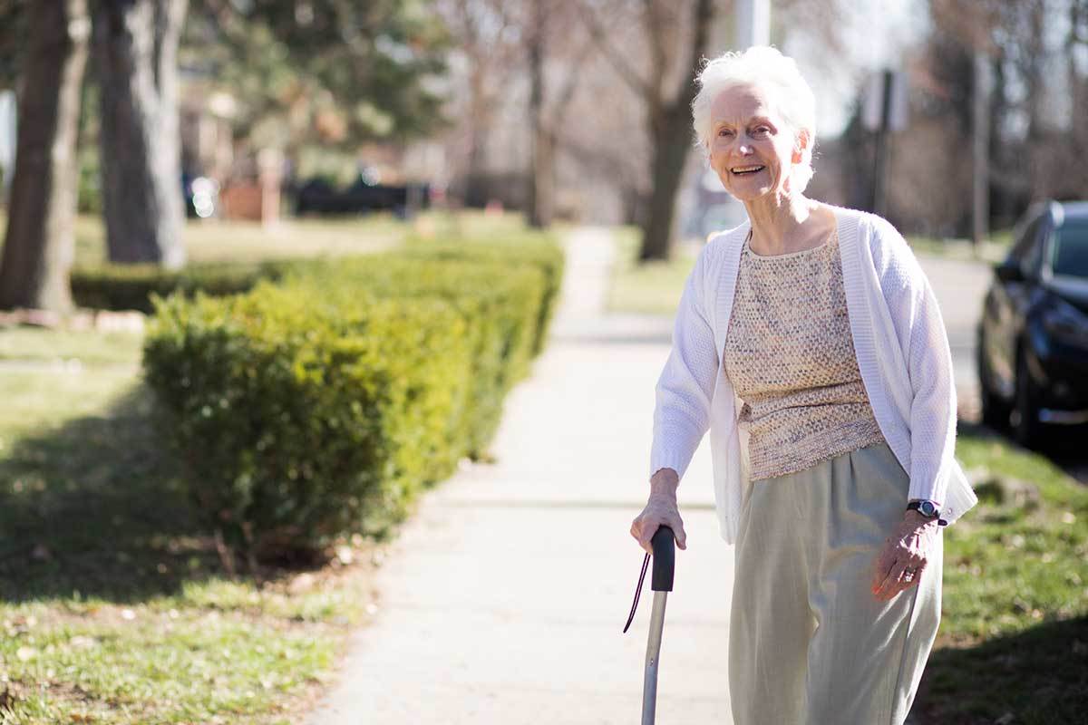 Senior woman taking a walk