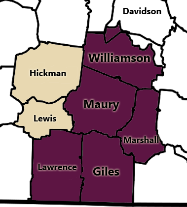 Franklin, TN Service Area Map