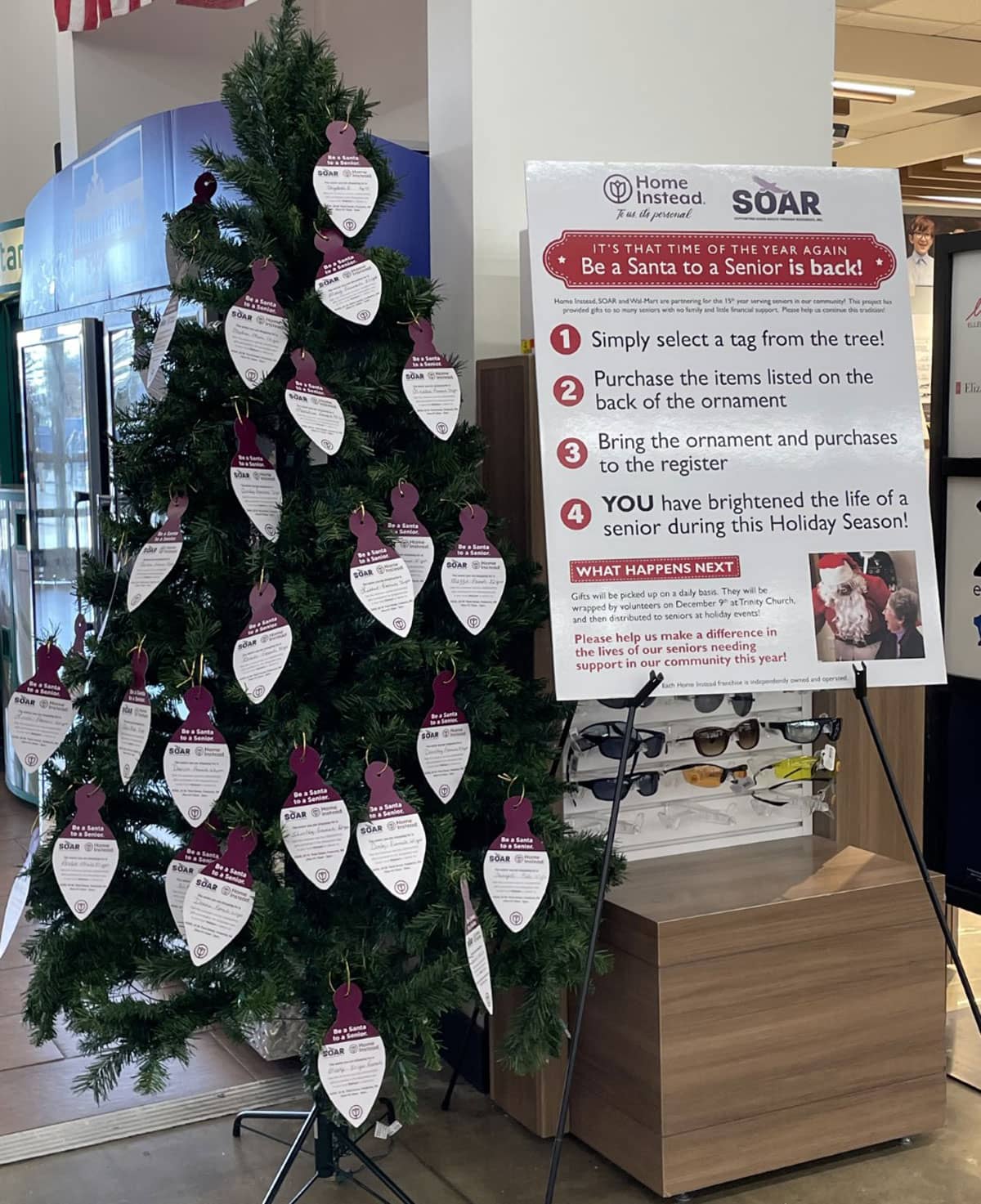 Christmas Tree set up in Guilford, MD for the Be a Santa to a Senior program by Home Instead