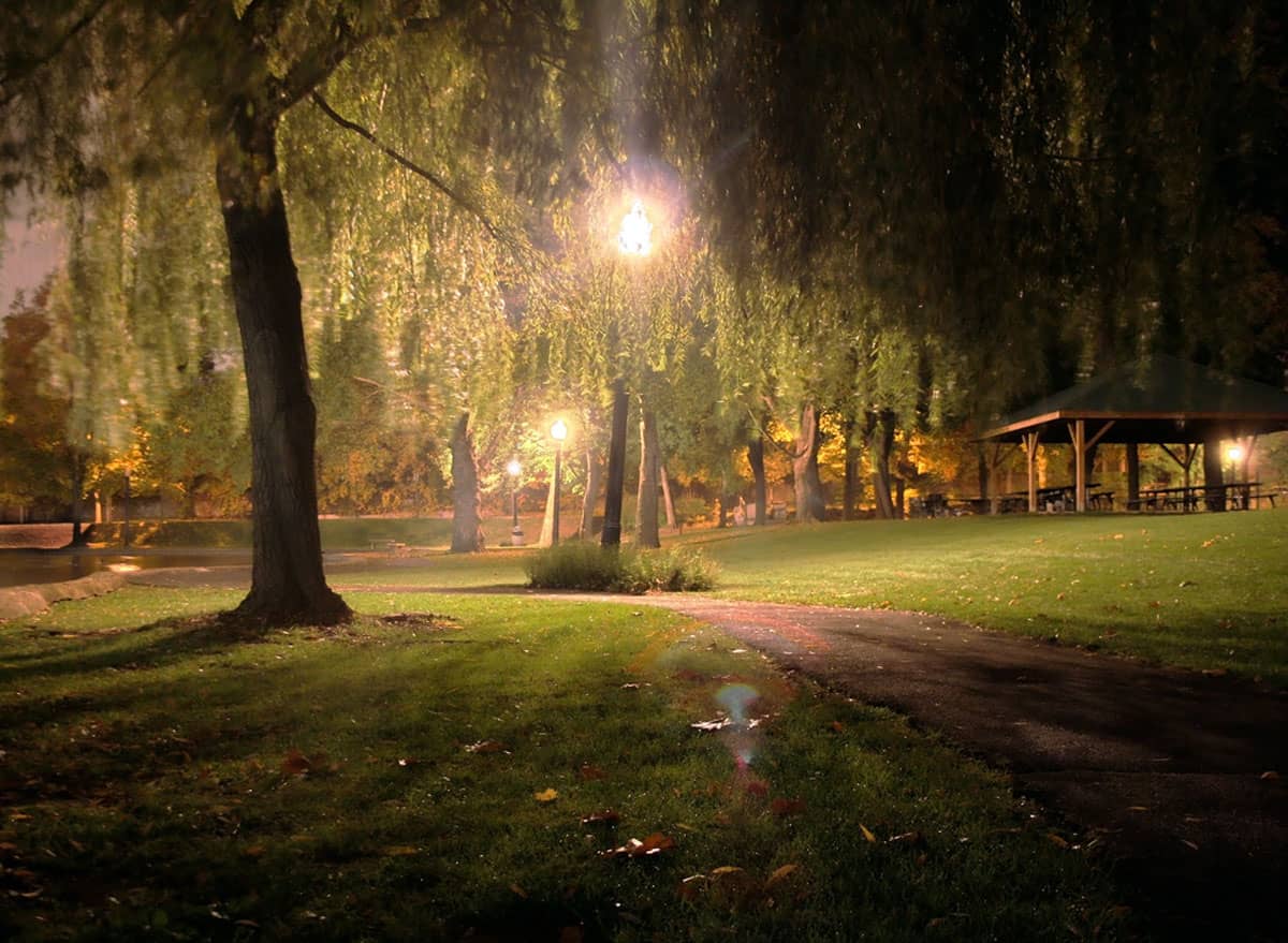 Hagerstown Park Walking Path at night time