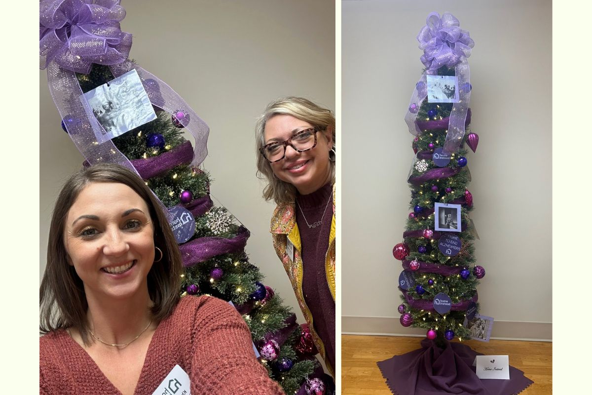 Home Instead Team Decorates a Tree to Support Alzheimer's Awareness at The Greens of Lincolnton
