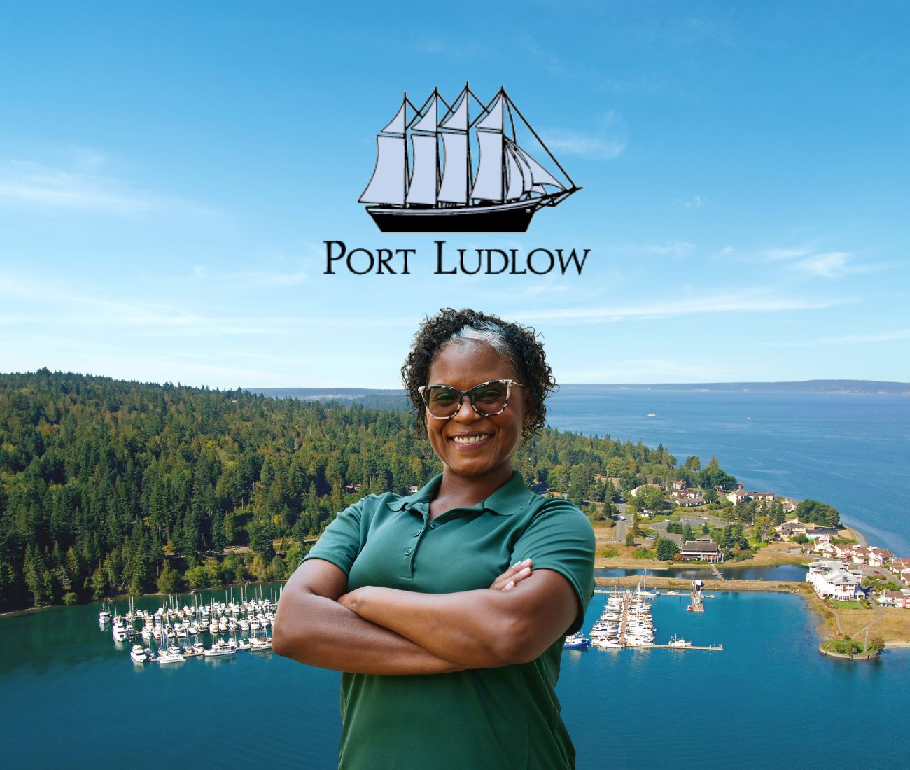 Home Instead caregiver with Port Ludlow, WA in the background