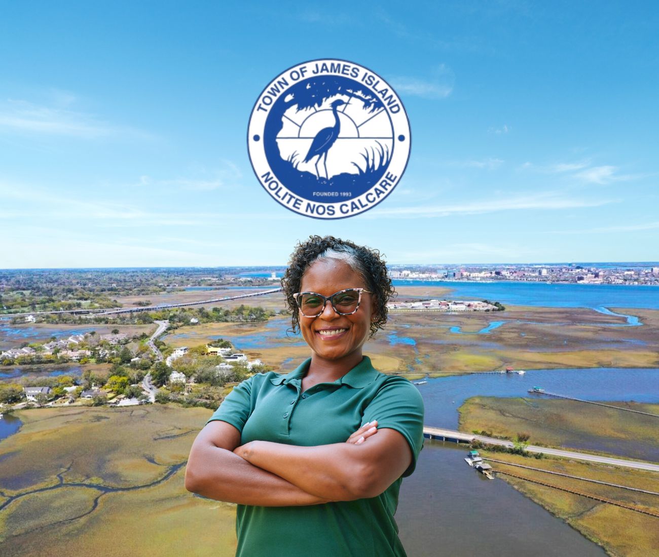 Home Instead caregiver with James Island, SC in the background