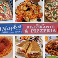 collage of a variety of pizza and Italian food
