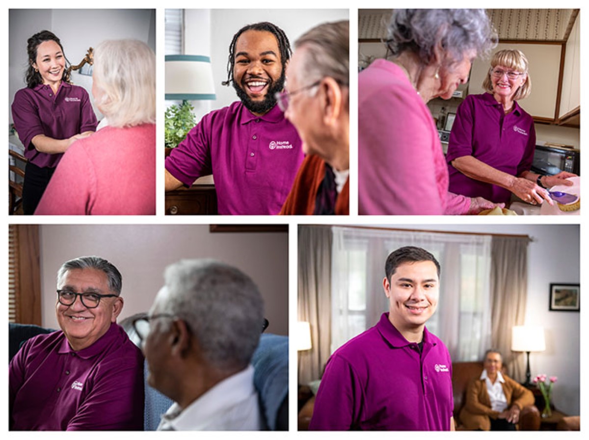 Collage of Caregivers and Senior Care Clients