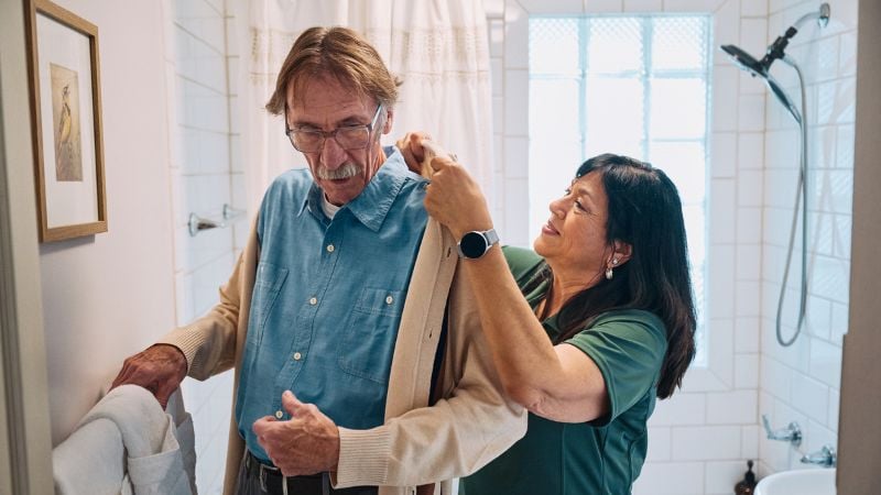 Home Instead caregiver with senior client