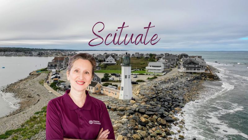 Home Instead caregiver with Scituate Massachusetts in the background