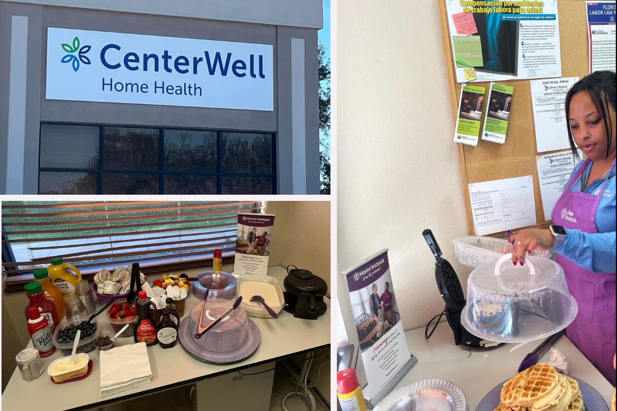 Home Instead Teams Up with CenterWell for Waffle Bar and Home Care Education collage