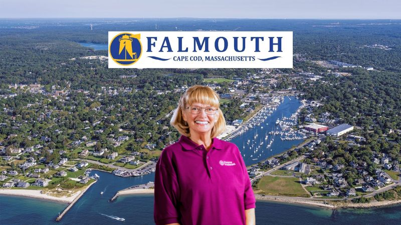 Home Instead caregiver with Falmouth, MA in the background