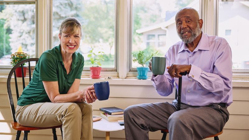 Home Instead caregiver and senior client