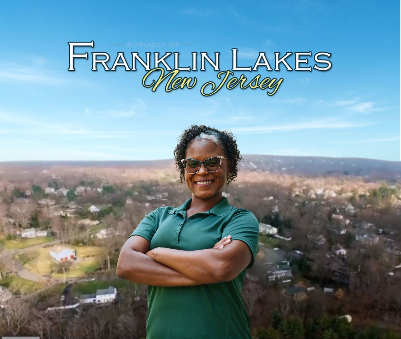 Home Instead caregiver with Franklin Lakes, NJ in the background