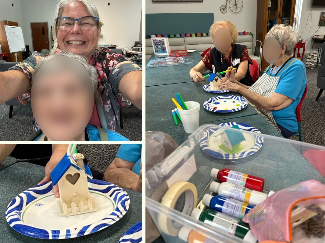 Home Instead Paints Birdhouses at A Senior Retreat in West Indianapolis