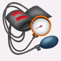 a cartoon image of a blood pressure cuff