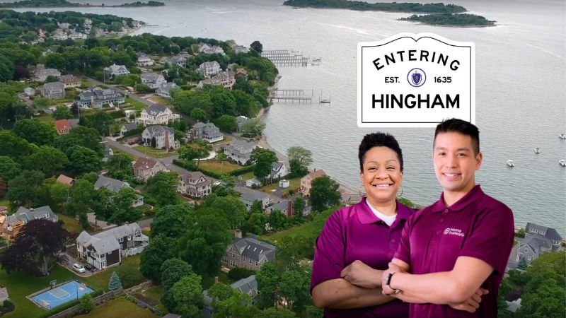 Home Instead caregivers with Hingham Massachusetts in the background
