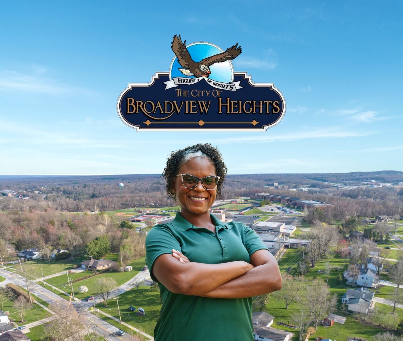 Home Instead caregiver with Broadview Heights, Ohio in the background