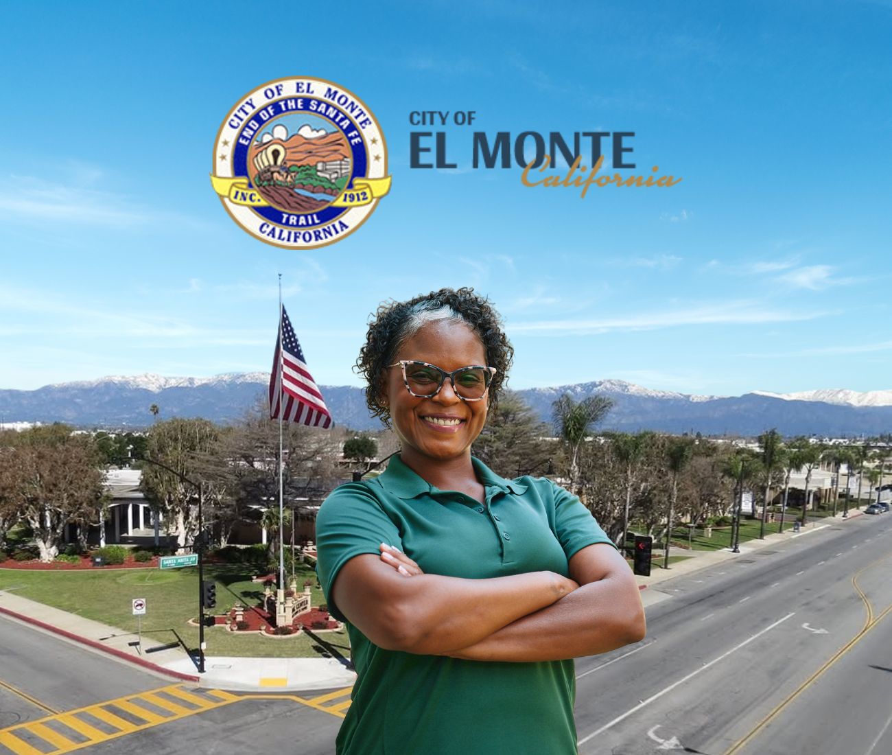 Home Instead caregiver with El Monte, CA in the background