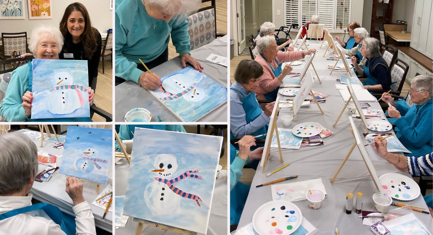 Home Instead Sponsors Painting Event at Pinebrook Retirement Community in Milford, OH collage